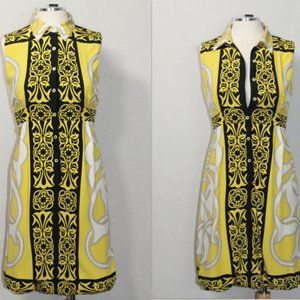 Nicole Miller Yellow Black Silk Dress
